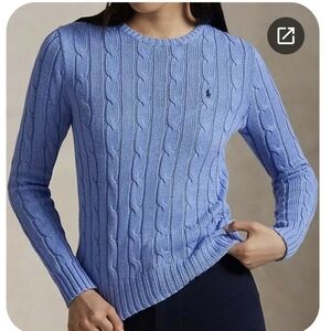 Polo Ralph Lauren Blue Cotton Cable Knit Crewneck Sweater. Extra Large XL